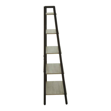 Five Tier Grey Oak Veneer Ladder Shelf Unit | Bradbury