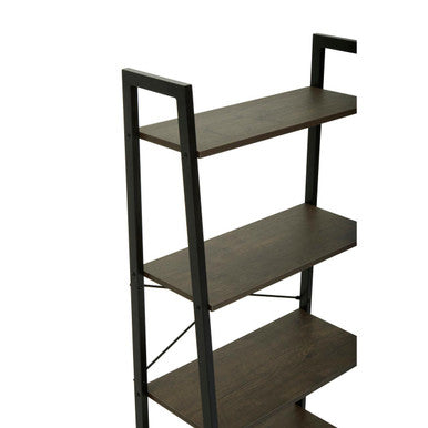 Four Tier Dark Oak Veneer Ladder Shelf Unit | Bradbury