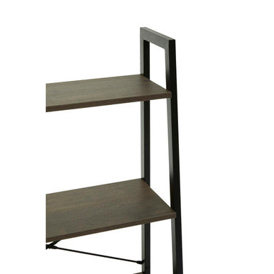 Four Tier Dark Oak Veneer Ladder Shelf Unit | Bradbury