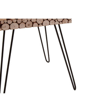 Black and Natural Square Side Table with Wood Top | Lacuna