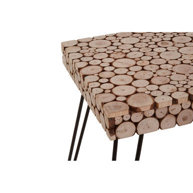 Black and Natural Square Side Table with Wood Top | Lacuna
