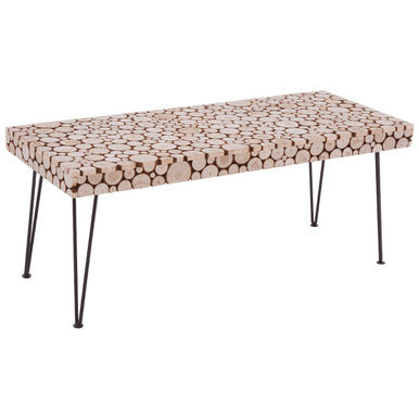 Black and Natural Coffee Table with Wood Top | Lacuna