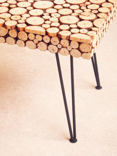 Black and Natural Coffee Table with Wood Top | Lacuna