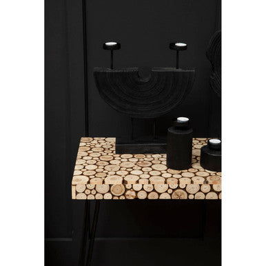 Black and Natural Coffee Table with Wood Top | Lacuna