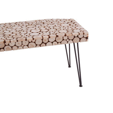 Black and Natural Coffee Table with Wood Top | Lacuna
