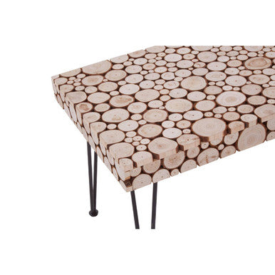 Black and Natural Coffee Table with Wood Top | Lacuna