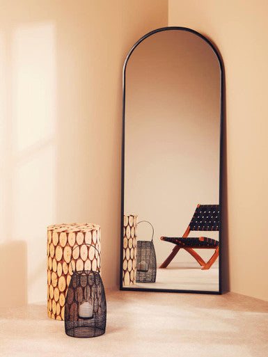 Distressed Fir Wood Mosaic Side Table and Stool | Lacuna