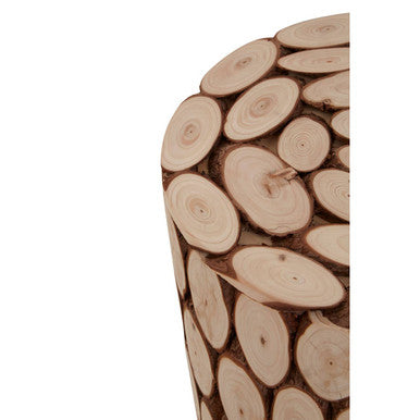 Distressed Fir Wood Mosaic Side Table and Stool | Lacuna