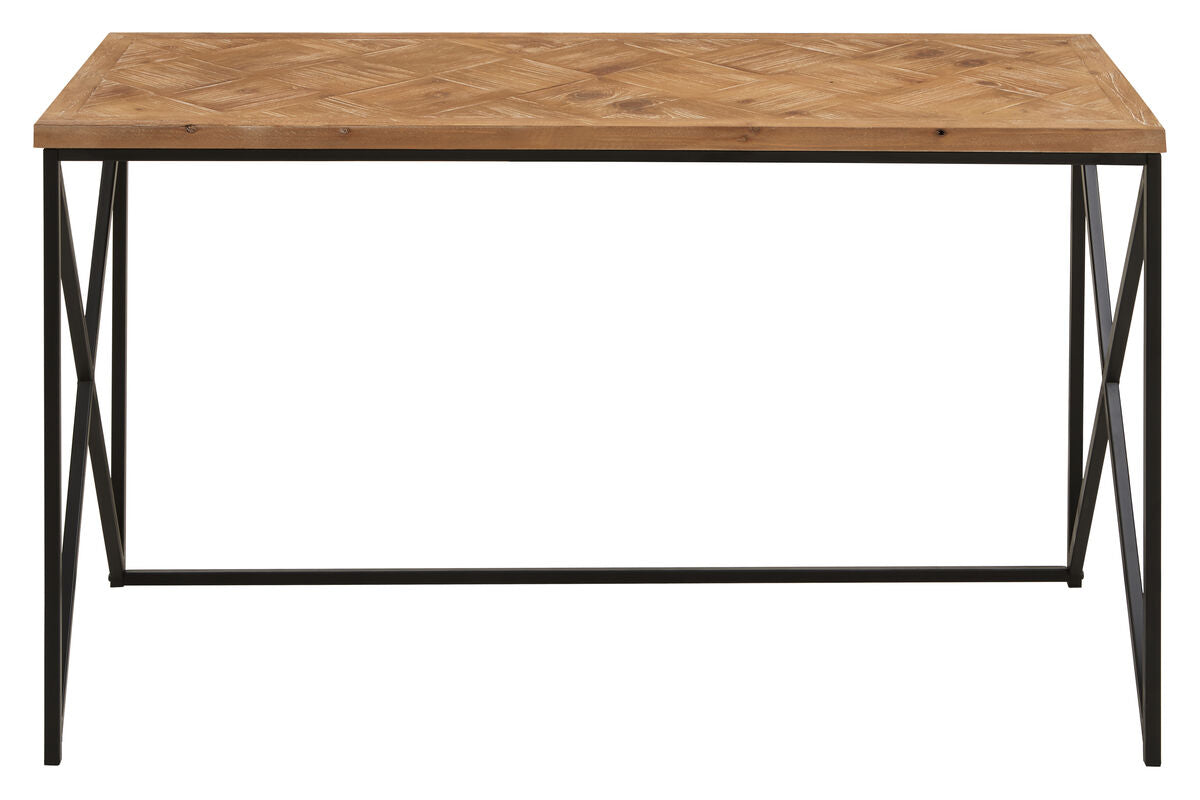 Natural Fir Wood Top Console Table with Black Metal Legs | Kickford