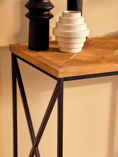 Kickford Console Table With Natural Parquet Top