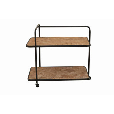 Natural 2 Tier Trolley with Parquet Pattern, Kickford