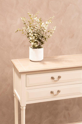 Natural Wooden Frame and White 4 Drawer Wooden Side Table with Lower Storage Shelf, Heritage