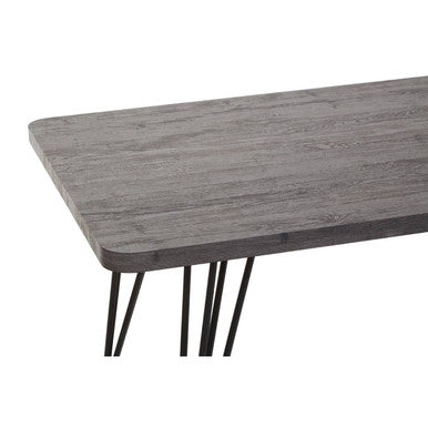 Dark Grey Veneer Wooden Dining Table with Black Slender Legs | Anube