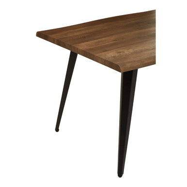 Brown Dark Wood Veneer Top Dining Table with Black Slender Legs | Assia