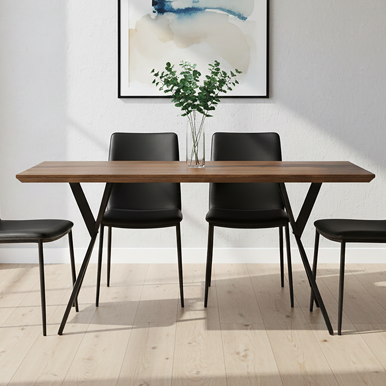 Brown Rectangular Dining Table with Cross Base | Arron