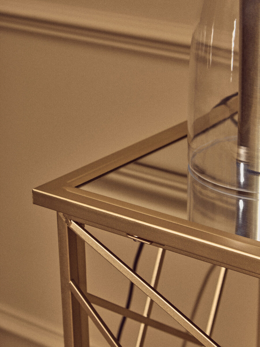 Farran Gold Finish Console Table With Mirror Top