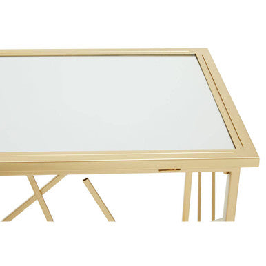 Gold Finish Metal Frame Console Table with Mirror Top, Farran