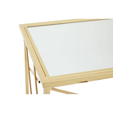 Gold Finish Metal Frame Console Table with Mirror Top, Farran