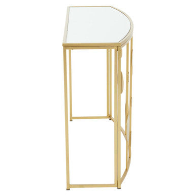 Champagne Gold Finish Metal Frame Console Table with Mirror Top, Farran
