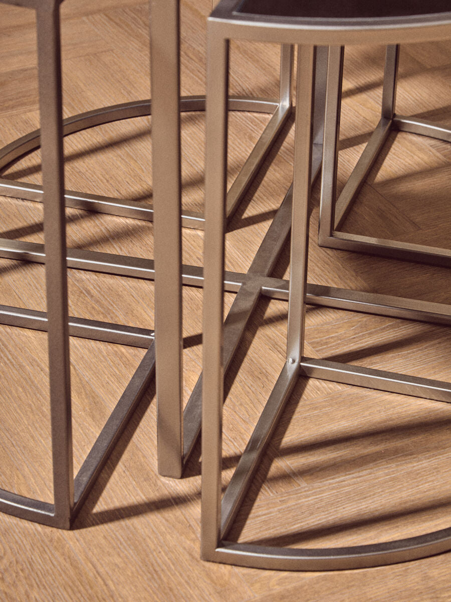 Farran 5Pc Silver Finish Iron Tables