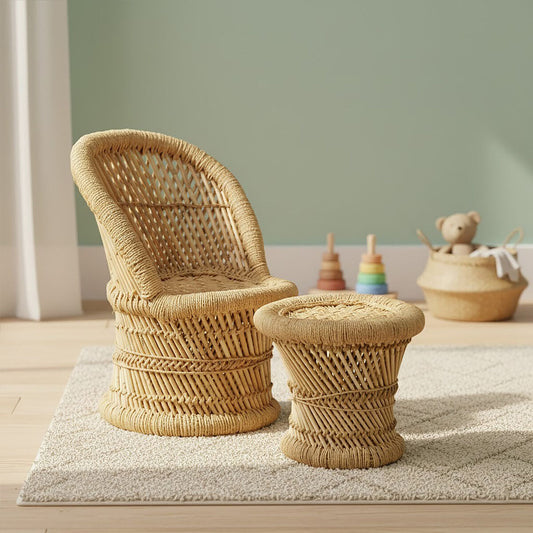 Rowan Childrens Natural Chair And Stool