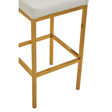 White and Gold Finish Bar Chair | Baina