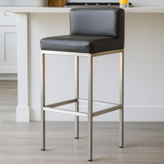 Baina Dark Grey And Chrome Finish Bar Chair