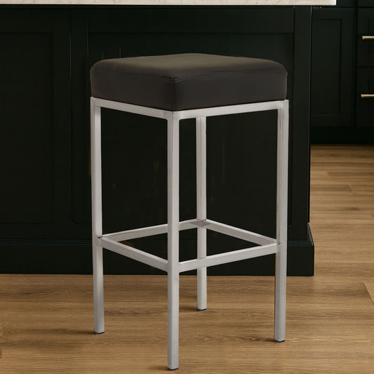 Baina Black And Chrome Finish Bar Stool