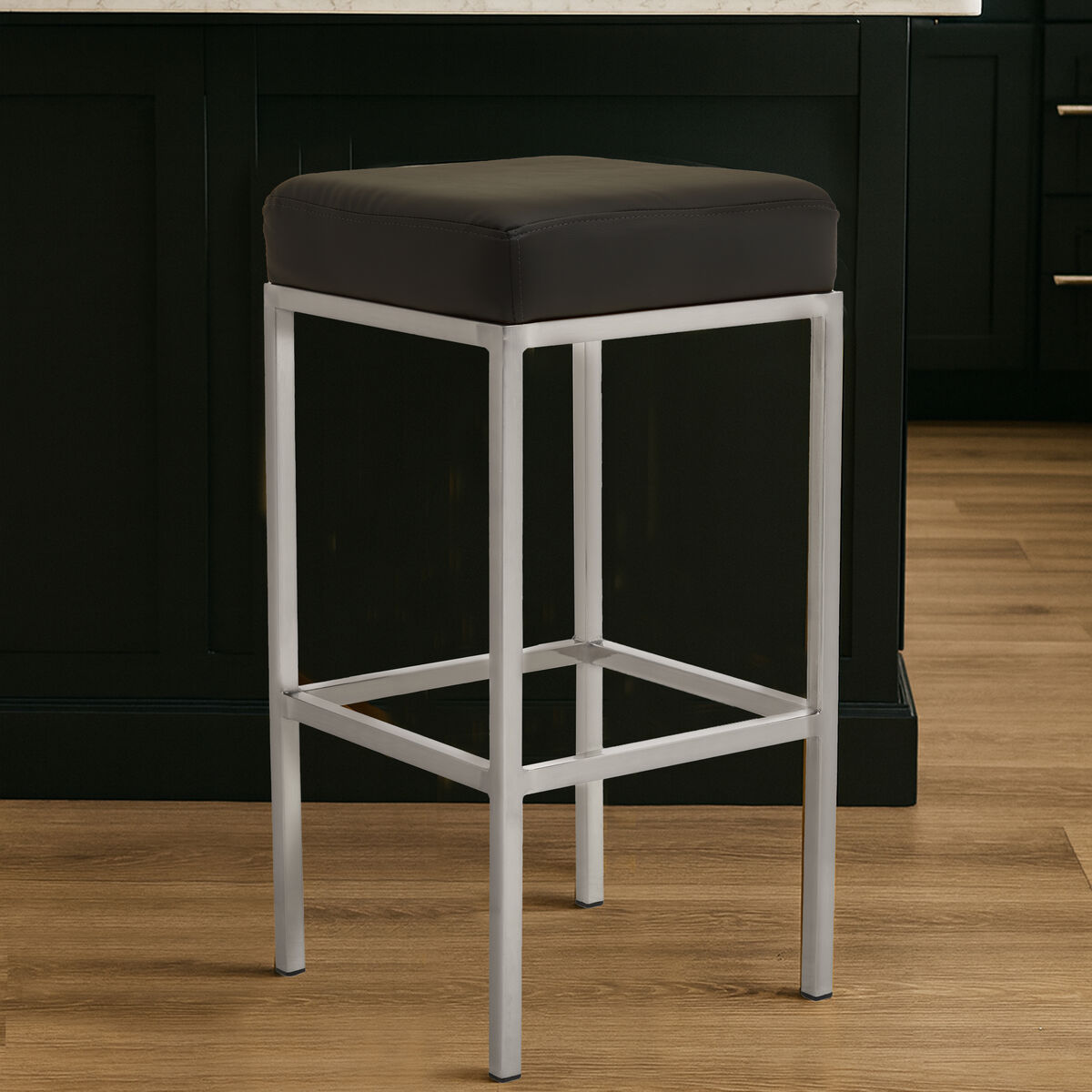 Baina Black And Chrome Finish Bar Stool