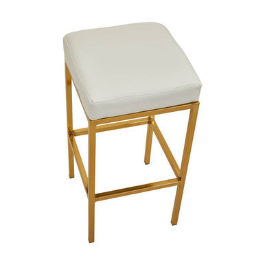 Baina White And Gold Finish Bar Stool