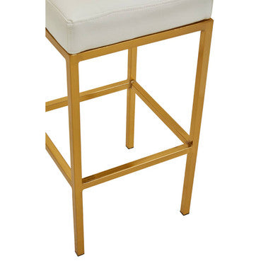 Baina White And Gold Finish Bar Stool