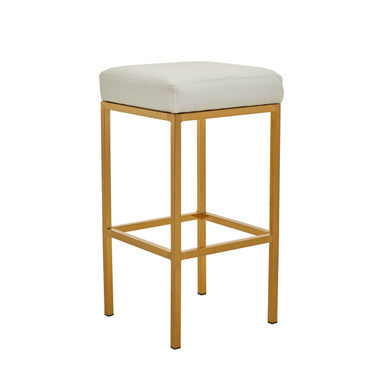 Baina White And Gold Finish Bar Stool