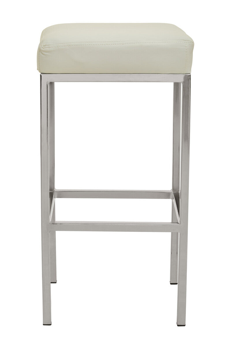 Baina White And Chrome Finish Bar Stool