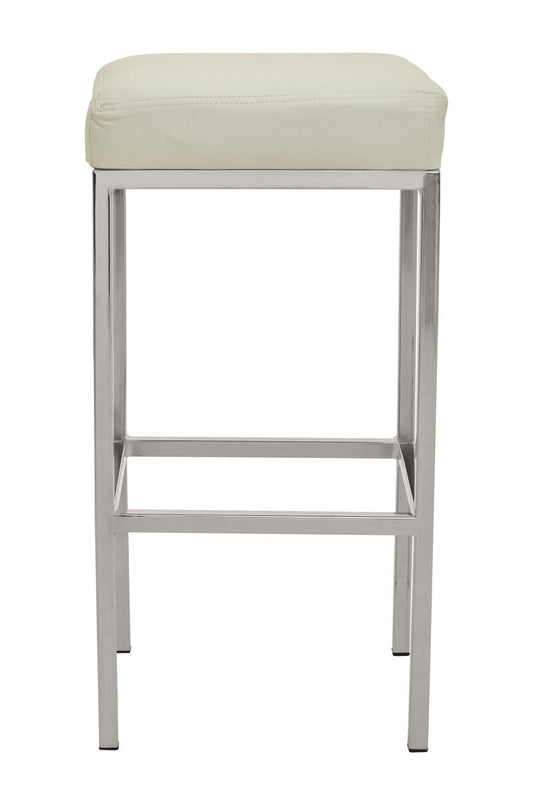 Baina White And Chrome Finish Bar Stool