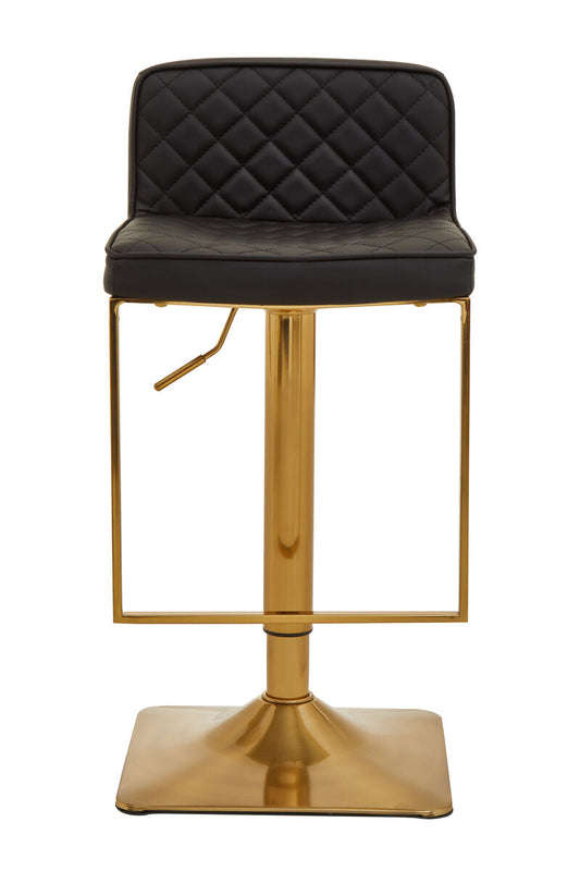 Baina Black And Gold Bar Stool With Square Base