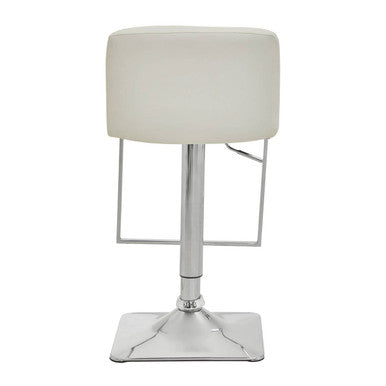 Baina White And Chrome Bar Stool With Square Base
