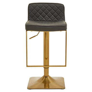 Baina Dark Grey And Gold Square Base Bar Stool