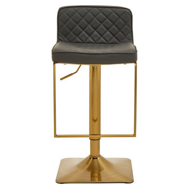 Dark Grey and Gold Square Base Bar Stool | Baina