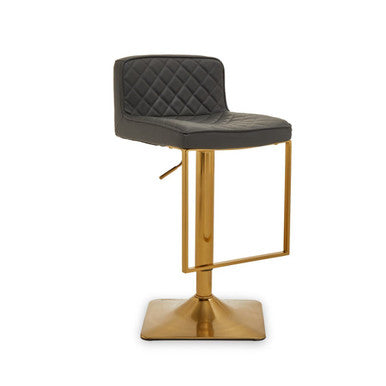 Dark Grey and Gold Square Base Bar Stool | Baina