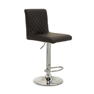 Black and Chrome Bar Stool with Round Base | Baina