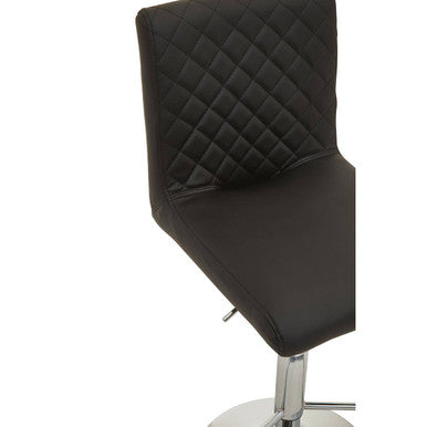 Black and Chrome Bar Stool with Round Base | Baina