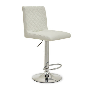 White and Chrome Bar Stool with Round Base | Baina