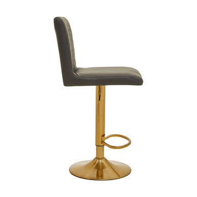 Baina Dark Grey And Gold Bar Stool With Round Base