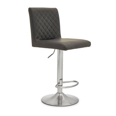 Baina Dark Grey Chrome Bar Stool With Round Base