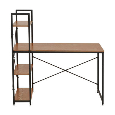 Wood Finish Desk With Shelves in Black Frame, Laxton