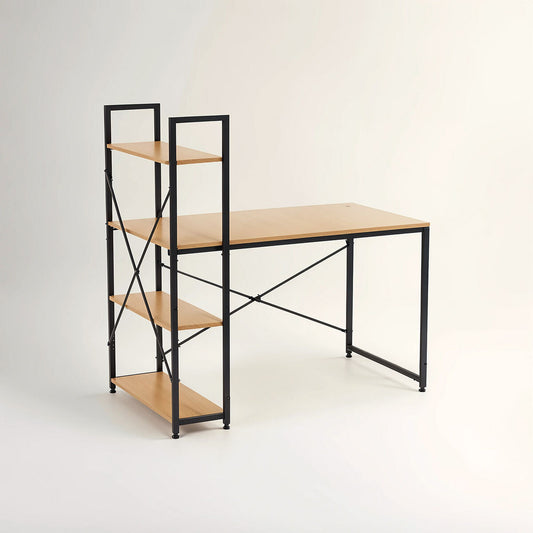 Light Oak Effect Desk With Shelves, Laxton