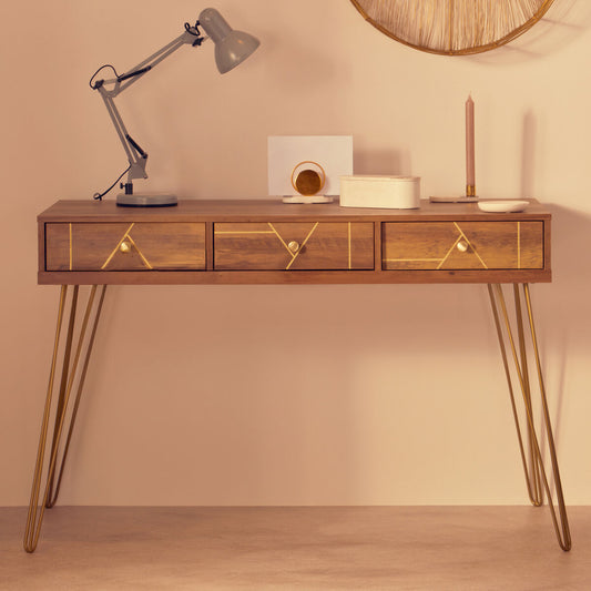 Flori Three Drawer Desk