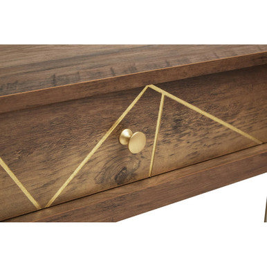 Wood Effect Console Table with 2 Storage Drawers and Hairpin Metal Legs, Flori
