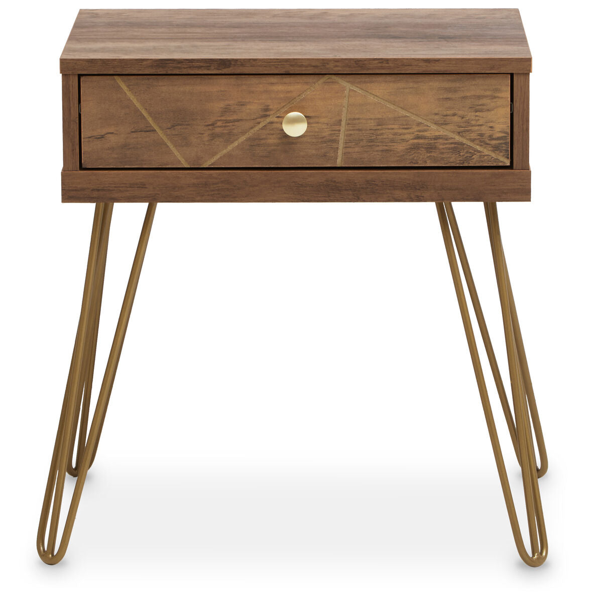 Flori 1 Drawer Side Table with Hairpin Legs