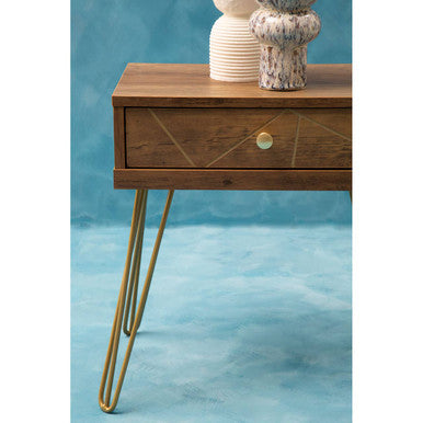 Flori 1 Drawer Side Table with Hairpin Legs
